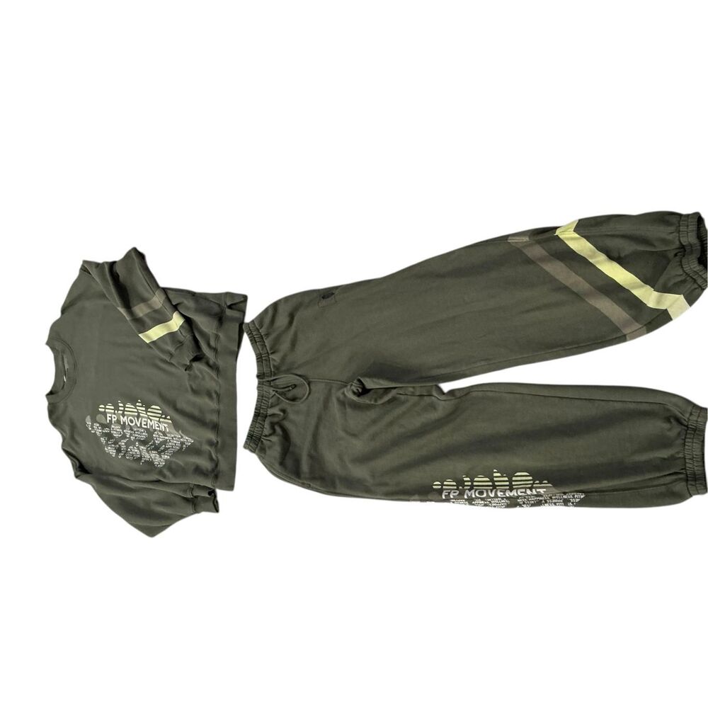 FP Movement Free People All Star Logo Pullover & Sweatpants Jogger Set Olive S - Picture 11 of 11